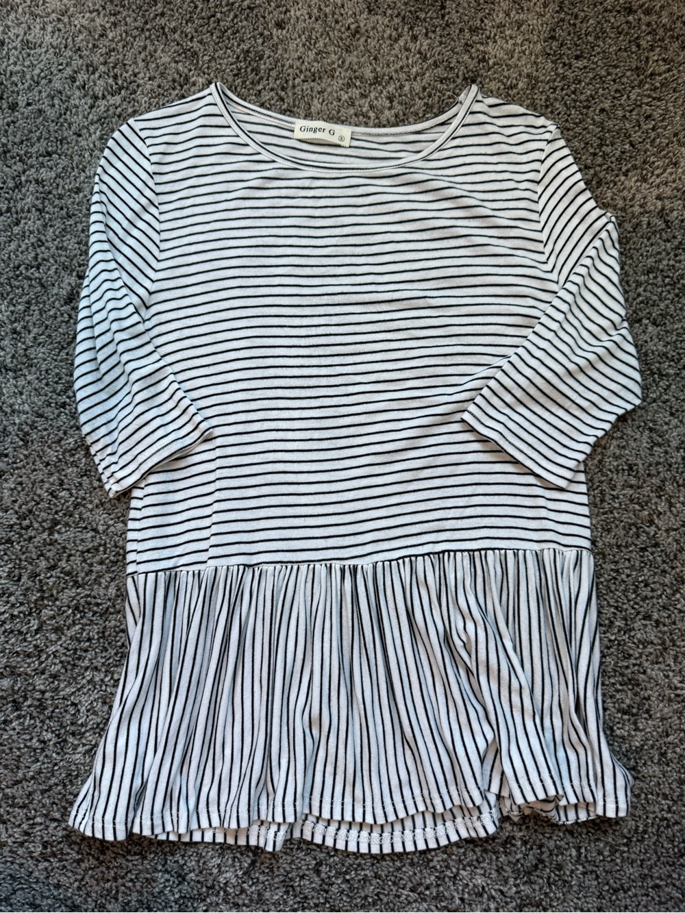 Ginger G Black & White Striped Top
